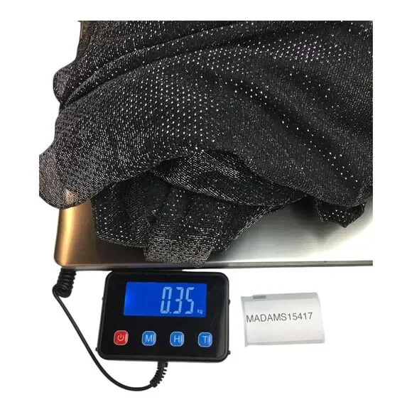 Patra Tiered Dress Womens‎ 16 Rhinestone Collar Black Silver Sparkle Long Sleeve - Picture 9 of 9